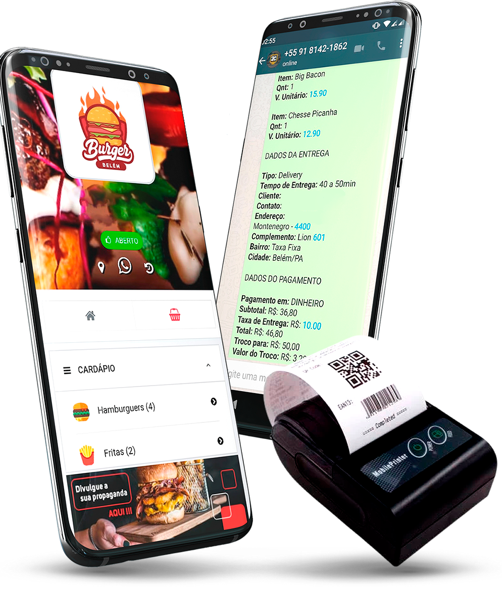 Exemplo do cardápio digital no celular